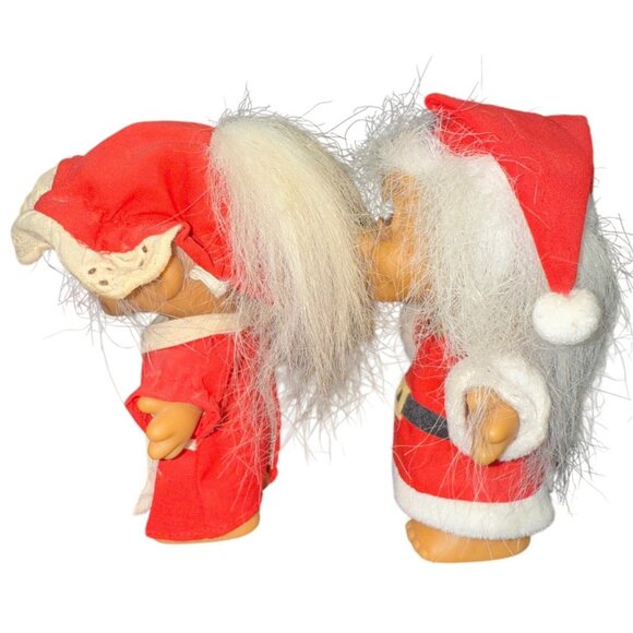2 Vintage Troll Dolls 4 1/2" Russ Christmas Mr & Mrs Santa Claus - Picture 7 of 9